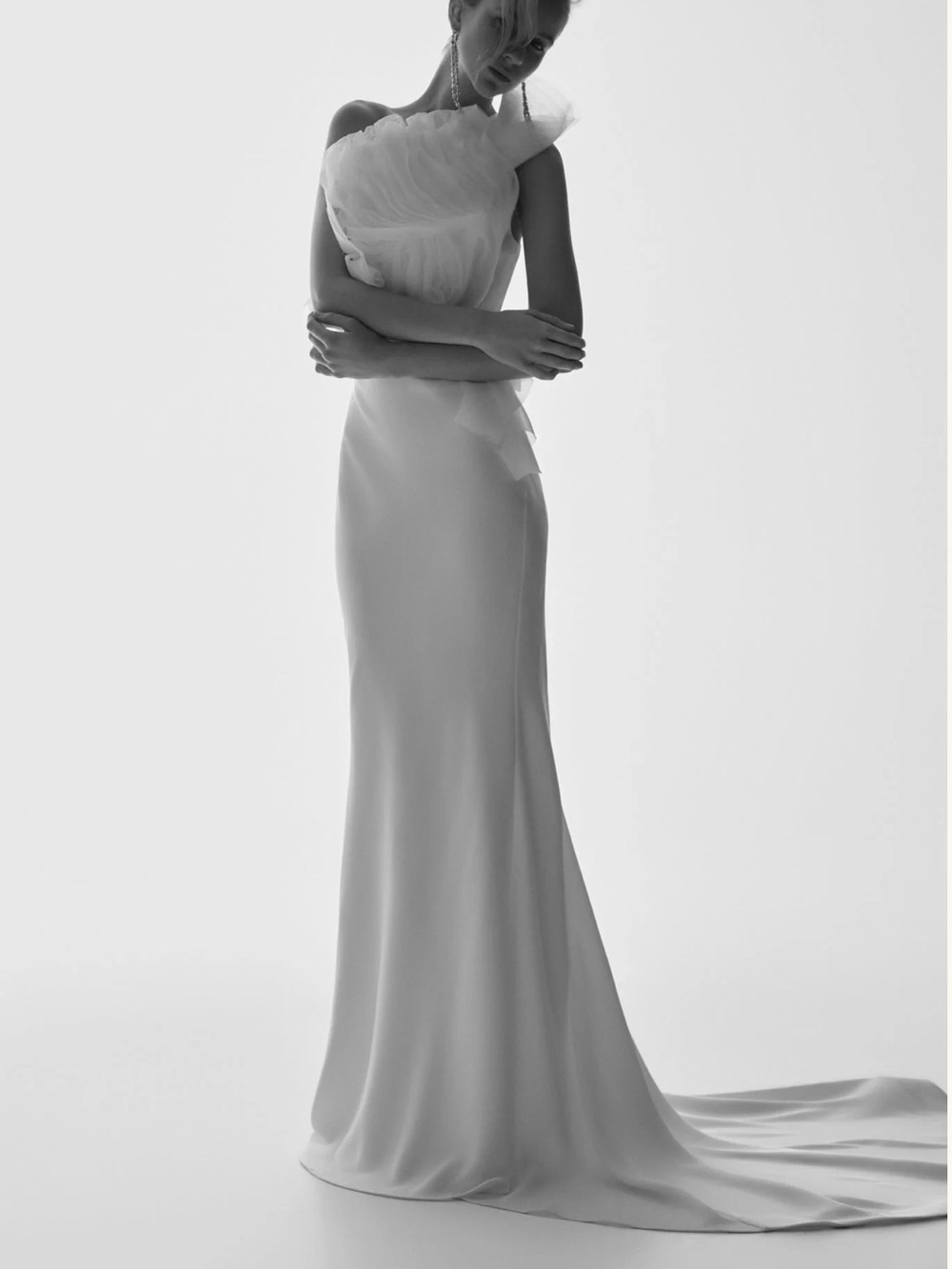 Meshki Sena Bridal Top and Clara Fishtail Maxi skirt set- white